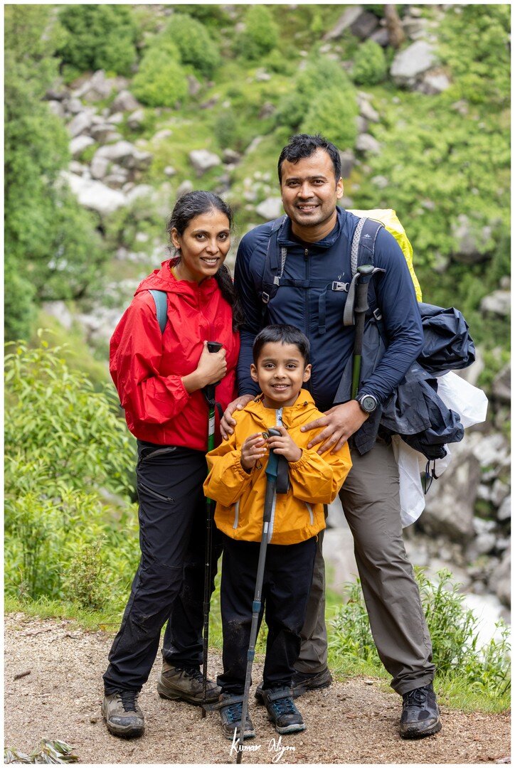 Yuvan with Ma and Papa on the trail