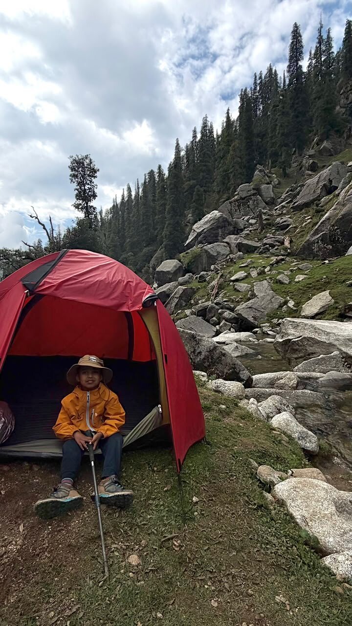 Yuvan cosy inside his tent at the campsite