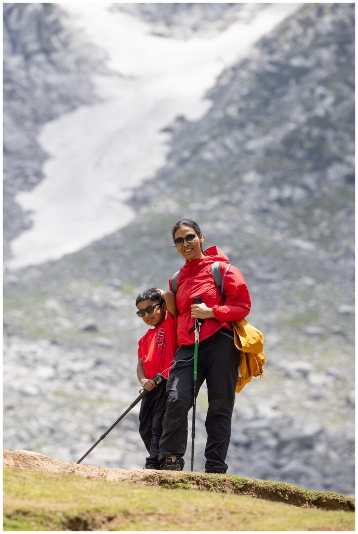 Yuvan and Ma in front of the glacier